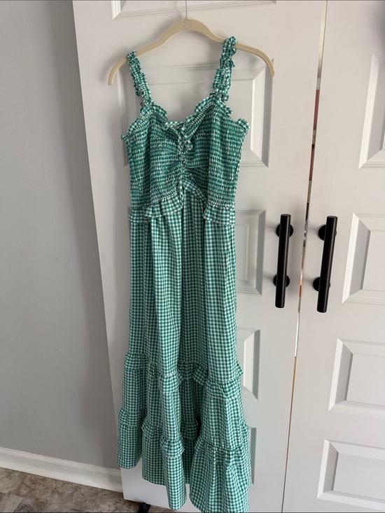 Gigio Dresses & Skirts - Green Gingham Ruffle Maxi Dress large